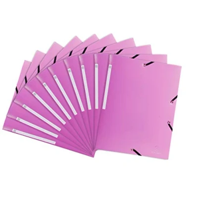Abbildung von Exacompta 55820E 10er Pack Einschlagmappe OPAK. Aus blickdichtem Kunststoff DIN A4 mit 2 Gummizügen und 3 Klappen rosa Sammelmappe Dokumentenmappe ideal für Büro Schule