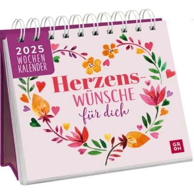 Abbildung von Mini Wochenkalender 2025: Herzenswünsche für dich: Tischkalender mit lieben Wünschen zum Aufstellen und Wochenkalendarium Geschenk liebe (Herzens)menschen