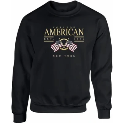 Abbildung von American College USA Unisex Kinder Sweat A COL Rond Strickjacke, Noir,