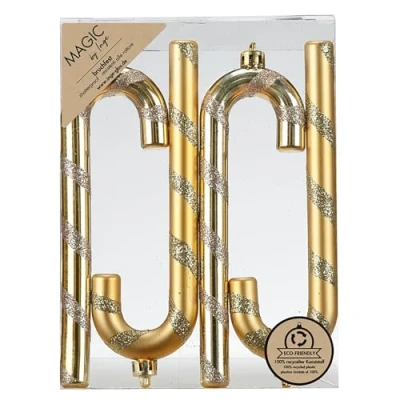 Abbildung von MAGIC by Inge Christbaumschmuck, Christbaumschmuck Zuckerstangen 14cm Kunststoff 4er Set Royal Gold