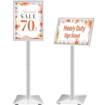 Abbildung von VAIIGO Heavy Duty Sign Holder Poster Stand, Adjustable Menu Display Stand Floor Standing with Cast Iron Base for Poster, Menu, Ads, Sales, Notice, Signage (A3, Silver)