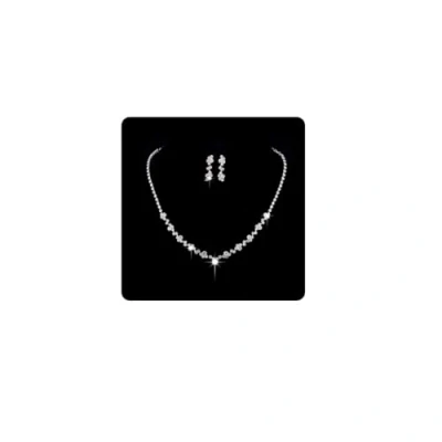 Abbildung von Wedity Braut Hochzeit Kristall Halskette Ohrringe Set Silber Choker Halsketten Anhänger Schmuck für Frauen und Mädchen