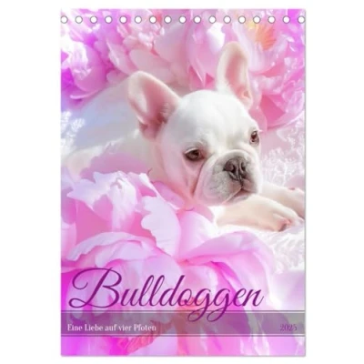 Abbildung von Bulldoggen (Tischkalender 2025 DIN A5 hoch), CALVENDO Monatskalender