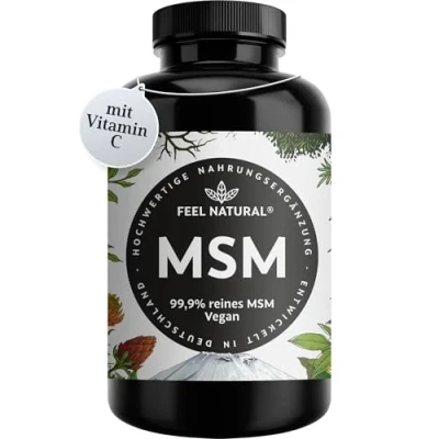Abbildung von MSM Tabletten 2000mg (Methylsulfonylmethan) je Tagesdosis 365 (6 Monate) Mit natürlichem Vitamin C aus Acerola Hochdosiert, vegan, laborgeprüft, ohne unerwünschte Zusätze