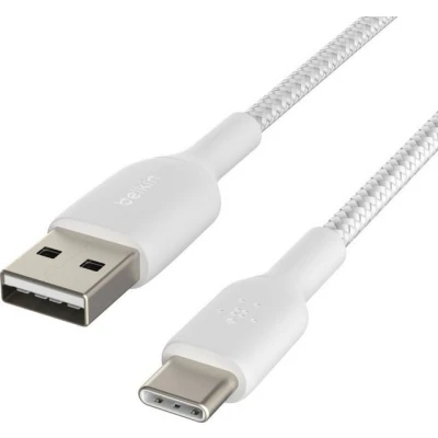 Abbildung von USB C auf Kabel Braided von Belkin Weiß Stoff