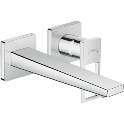 Abbildung von hansgrohe Waschtischarmatur &quot;Metropol&quot;, Unterputz für Wandmontage mit Bügelgriff und Auslauf 22,5cm, chrom