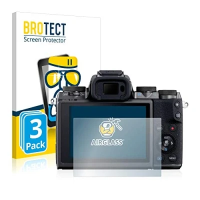 Abbildung von BROTECT Schutzglas für Canon EOS M5 (3 Stück) Schutzfolie Panzer Folie Glas [Extrem Kratzfest 9H, Anti Fingerprint, Ultra Transparent]