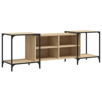 Abbildung von vidaXL TV Schrank, Verstellbar Fernsehschrank mit viel Stauraum, Lowboard HiFi Schrank Metallrahmen, Fernsehtisch Möbel für Wohnzimmer, Sonoma Eiche Holzwerkstoff
