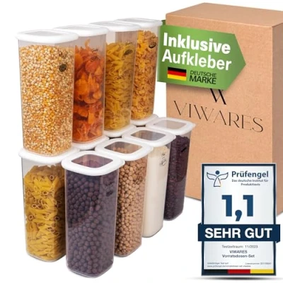 Abbildung von Viwares Vorratsdose Vorratsdosen Set 12er Weiß SERIE FOLY 1.75, Plastik