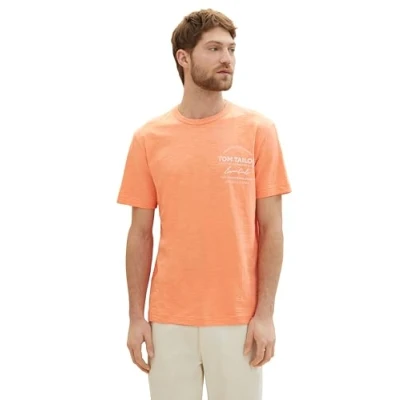 Abbildung von TOM TAILOR Herren T Shirt aus Baumwolle, 22195 Fruity Melon Orange, L
