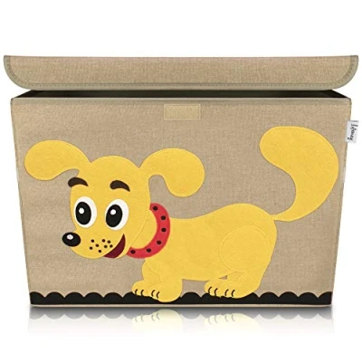 Abbildung von LIFENEY Aufbewahrungsbox Kinder groß 51 x 36 I Spielzeugkiste Kiste mit Deckel für Kinderzimmer Aufbewahrungsboxen Spielzeugaufbewahrung (Hund)