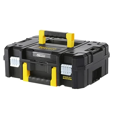 Abbildung von STANLEY FatMax Pro Stack Werkzeugbox/Werkzeugkoffer leer Werkzeugkasten Werkzeugkiste (13.5 Liter, für kleinerer Handwerkzeuge + Elektrowerkzeuge, mit Schaumstoff Einlage, stapelbar) FMST1 71966
