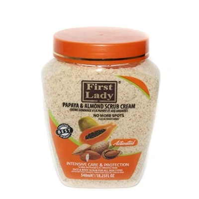 Abbildung von First Lady Activated Papaya &amp; Almond Scrub Cream 540ml No More Picks Face Body + Herbal Hair Oil 30ml