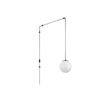 Abbildung von EGLO Hängelampe Rondo 3, Lampenfassung mit Kabel und Stecker, Pendelleuchte über Esstisch, Esszimmerlampe aus schwarzem Metall weißem Glas, E27 Fassung
