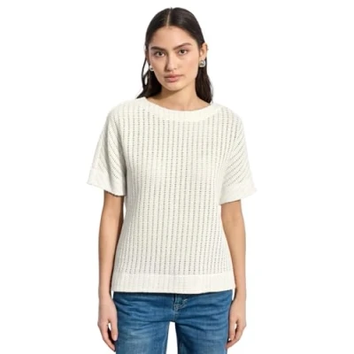 Abbildung von Street One Studio Struktur Tshirt basic, Damen, Größe: 42, Weiß