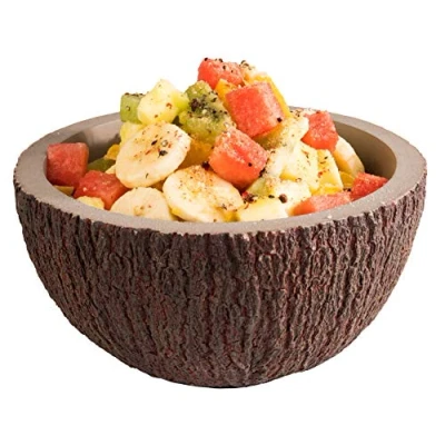 Abbildung von APS Schale „Coconut“, Kokosnuss Schale, Ø 18 cm, H: 9,5 Flaschenkühler, Müslischale, Salatschüssel, Suppenschüssel, Beton mit möbelschonender Unterseite, Braun, Grau, 1 Liter