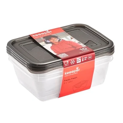 Abbildung von keeeper fredo fresh Frischhaltedosenset 3 teilig, x 1,25 l, Crystal Grey (Transparent)