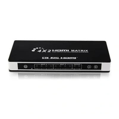 Abbildung von HDMI Matrix 4x2 Switch/Splitter UHD 4K2K 3D mit EDID Funktion, Verteiler Umschalter, MHL, ARC, Cinch, Toslink, RCA