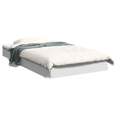 Abbildung von vidaXL Bettgestell, Bett Einzelbett für Schlafzimmer, Bettrahmen mit Lattenrost, Schlafzimmerbett Modernes Design, Weiß 100x200cm Holzwerkstoff
