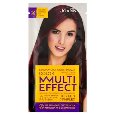 Abbildung von Joanna Tönungsshampoo “Multi Effect Haarfärbe Shampoo im Beutel Haltbarkeit 4 bis 8 Wäschen Haartönung ohne Ammoniak und Oxidationsmittel Kirschenrot
