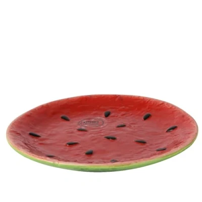 Abbildung von Teller 16cm Keramik im Wassermelone Design Servierteller Dessertteller Kuchenteller Frühstücksteller Obstteller Dekoteller Frühling &amp; Sommer Früchte Geschirr Rot Grün