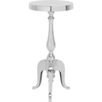 Abbildung von Kare Design Beistelltisch Barocco, Silber, Wohnzimmertisch, Nachttisch, Aluminium Gestell, 62x27x27 cm (H/B/T)