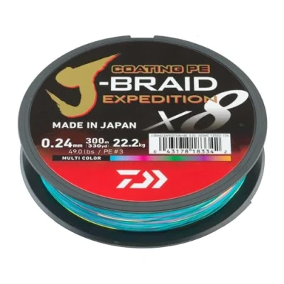 Abbildung von Daiwa J Braid Expedition X8E Geflochtene Schnur Multicolor 0.24mm/22.2kg (300m)
