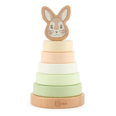 Abbildung von Bieco Stapelturm Baby Hase Fine nachhaltiges Holz FSC® 19 cm Steckspiel ab 1 Jahr Stapelringe Holzturm Holzspielzeug