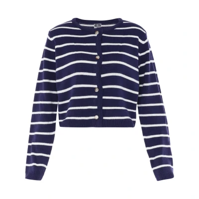 Abbildung von Dreimaster maritim Women&#039;s Damen Kleiner duftender, kontrastierender, Strickpullover Marine Weiss Streifen Größe XL/XXL Cardigan Sweater