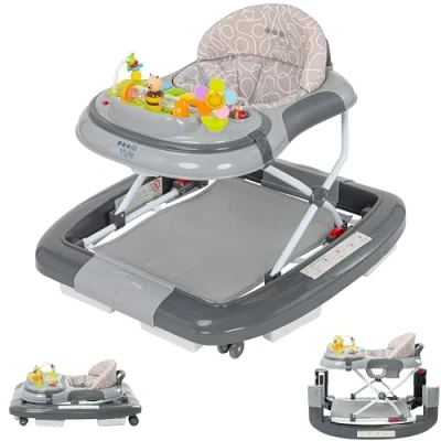 Abbildung von ib style 5in1 Lauflernhilfe, Gehfrei, Schaukelfunktion mit Licht &amp; Melodie, Laufhilfe für Baby ab 6 Monate, Little World, Grau