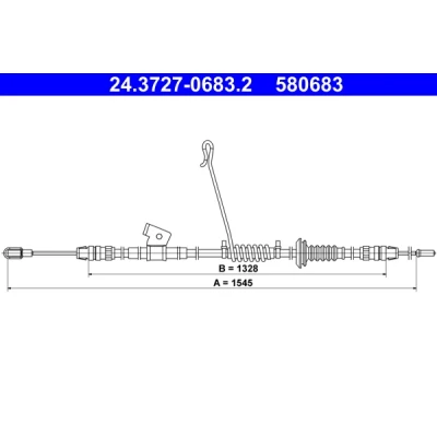 Abbildung von ATE 24.3727 0683.2 Handbremsseil 1545 FORD: Transit Custom V362 Kastenwagen, Tourneo Bus, V363 Pritsche / Fahrgestell