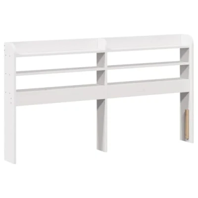 Abbildung von vidaXL Kopfteil, Bettkopfteil mit Ablagen, Freistehend Betthaupt für Holzbett Doppelbett, Holzkopfteil Bettzubehör Schlafzimmer, Weiß 135cm Massivholz Kiefer
