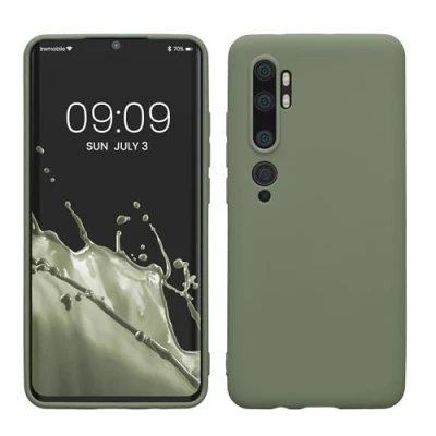 Abbildung von kwmobile Handyhülle kompatibel mit Xiaomi Mi Note 10 / Pro Hülle Handy Case aus weichem Silikon in Graugrün