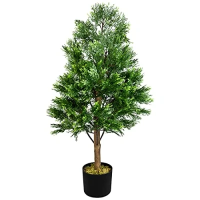 Abbildung von Decovego Zypresse Konifere Kunstpflanze Kunstbaum Deko Baum Künstliche Pflanze im Topf Künstlich Kunstpflanzen Innendekoration 90 cm