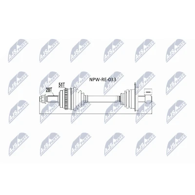 Abbildung von NTY NPW RE 033 Antriebswelle Vorderachse links, Vorderachse, links 660 RENAULT: MASTER 2 Kasten, Bus, Pritsche/Fahrgestell