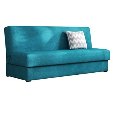 Abbildung von Mirjan24 Schlafsofa Adela Mini mit Bettkasten, 3 Sitzer Sofa, Farbauswahl, Bettsofa, Couch Schlaffunktion, Polstersofa, Schlafsofa, Couchgarnitur (Enjoy 17 + Zickzack Grau)