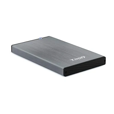 Abbildung von TOOQ TQE 2527G Gehäuse für 2,5 Zoll HDD Festplatten, (SATA I/II/III bis 9,5 mm Höhe, USB 3.0), Aluminium, LED Anzeige, Grau, 50 g.