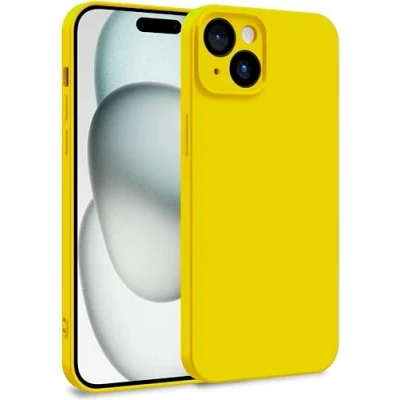 Abbildung von MyGadget Hülle kompatibel mit iPhone 15 Plus Zweilagige Handyhülle Kameraschutz Cover Innenfutter &amp; Silikon außen Gelb