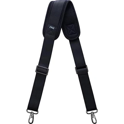 Abbildung von ZINZ Schultergurt, 57&quot; Universal Verstellbare Schulterriemen Dauerhafte belüfteten mit Metall Drehhaken für Gepäck Duffel Kameratasche Laptoptasche Reisetasche Sporttaschen (Schwarz, 145cm)