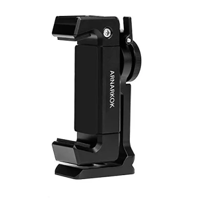 Abbildung von Metall Stativhalterung für Handys mit kaltem Schuh, 1/4 Zoll Gewindehalterung,360 Grad drehbar,kompatibel iPhone 11 12 Pro Max Stativhalterung, Smartphone Halterung, Handyklemme,Live Streaming Rig