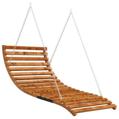 Abbildung von vidaXL Bugholz Bett Schaukel Teak Finish Massivholz Hängeschaukel Gartenliege Sonnenliege Gartenschaukel Gartenmöbel 115x147x46cm