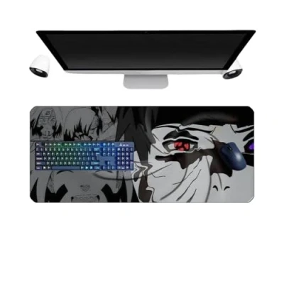 Abbildung von PUrar Japanisches Anime Uchiha Obito XL Multifunktions Gaming Mauspad, 800 x 300 mm, Tastatur, wasserdicht und Basis aus rutschfestem Gummi, strukturierte Oberfläche