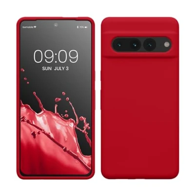 Abbildung von kwmobile Hülle kompatibel mit Google Pixel 7 Pro Silikon Handy Case Handyhülle weiche Oberfläche kabelloses Laden Sweet Cherry
