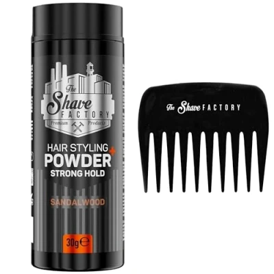 Abbildung von the shave factory Hair Styling Powder Mattierendes und Volumenpuder, mit Kammtypen für alle Einsatzbereiche, Kamm Puderwachs (Comb 041 &amp; Strong Hold St