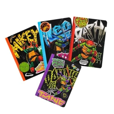 Abbildung von Ninja Turtles ThumbsUP TMNT Notizbücher, 4 x A6 Notizbuch, Jeweils 40 linierte Seiten, Unterschiedliche Motiven, Offizielles Merch