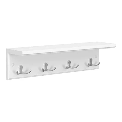 Abbildung von SONGMICS Wandgarderobe Garderobenhaken, mit 4 Doppelhaken, Ablage, 40 x 10,5 cm (L B H)