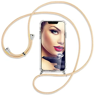Abbildung von mtb more energy® Handykette kompatibel mit Xiaomi Poco X6 Pro 5G Shiny Goldfarbene Ösen Smartphone Hülle zum Umhängen Anti Shock Full TPU Case