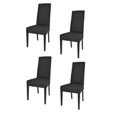 Abbildung von t m c s Tommychairs 4er Set Moderne Stühle Chiara für Küche und Esszimmer, robuste Struktur aus lackiertem Buchenholz Farbe Schwarz, gepolstert mit Stoff in der Schwarz bezogen