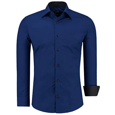 Abbildung von J&#039;S FASHION Herren Hemd Slim Fit Langarm Freizeithemd Pflegeleicht Bügelleicht Blau 5XL