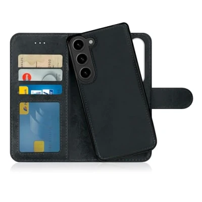 Abbildung von MyGadget Flip Case für Samsung Galaxy S24 Plus [ abnehmbare Magnet Hülle ] Handyhülle aus Kunstleder Klapphülle mit Kartenfach Schutzhülle in Schwarz